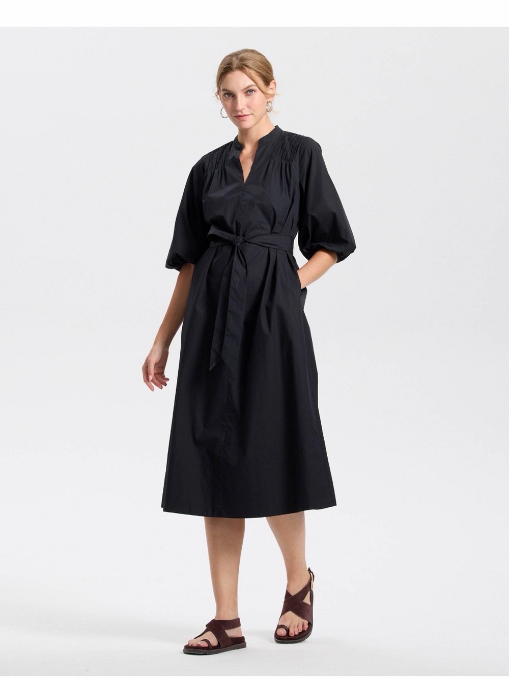 Universal Thread Black Tie-Waist Midi Dress Medium